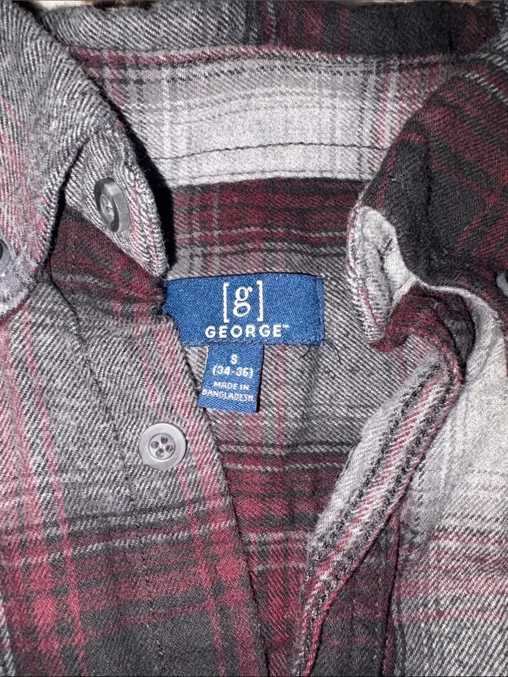 George Burgundy and Gray Plaid Lightweight Shirt Jacket